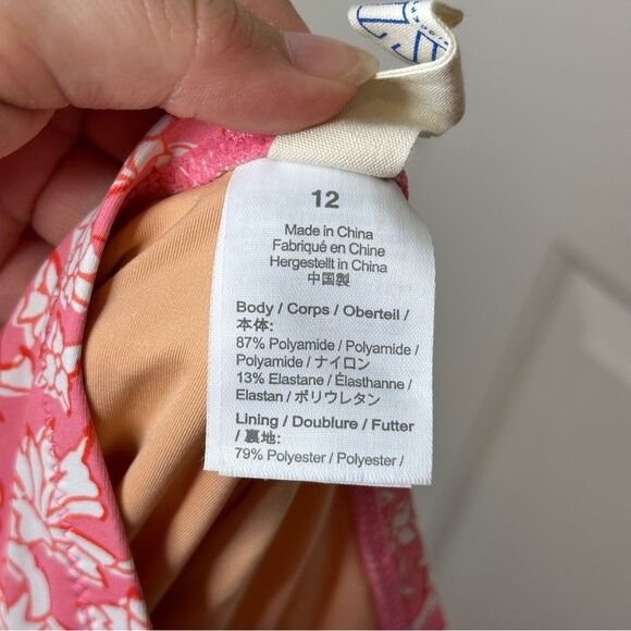 SZ Blockprints X J.Crew Pink Power Nila Block Print Ruched Bandeau One Piece 12 - Picture 8 of 9